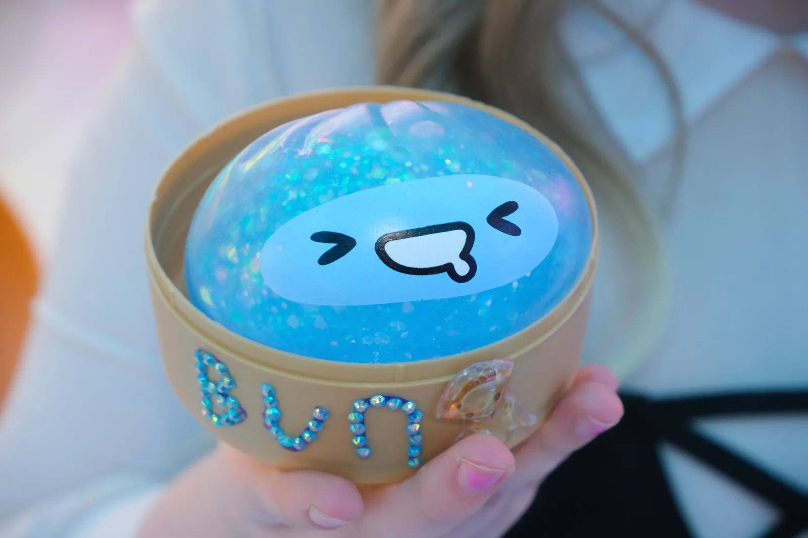 Squishy Bar boxes decorated with gems and stickers, filled with squishies, at Lucky Claw